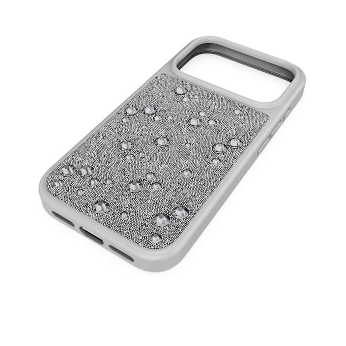 Husă înaltă pentru smartphone cu cristale pe partea din spate, iPhone® 17 Pro, nuanță argintie Husă înaltă pentru smartphone cu cristale pe partea din spate, iPhone® 17 Pro, nuanță argintie