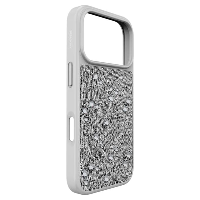 Husă înaltă pentru smartphone cu cristale pe partea din spate, iPhone® 17 Pro, nuanță argintie Husă înaltă pentru smartphone cu cristale pe partea din spate, iPhone® 17 Pro, nuanță argintie