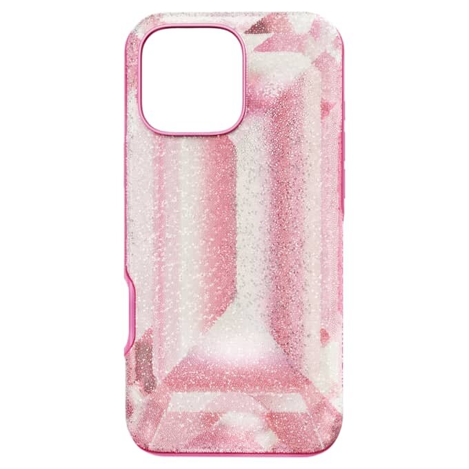 Husă înaltă pentru smartphone cu motiv imprimat cu cristale, iPhone® 16 Pro Max, roz Husă înaltă pentru smartphone cu motiv imprimat cu cristale, iPhone® 16 Pro Max, roz