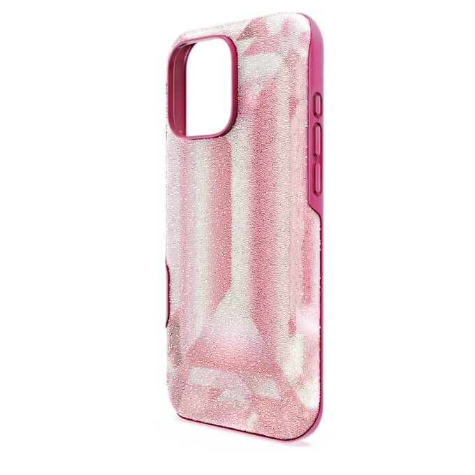 Husă înaltă pentru smartphone cu motiv imprimat cu cristale, iPhone® 16 Pro Max, roz Husă înaltă pentru smartphone cu motiv imprimat cu cristale, iPhone® 16 Pro Max, roz