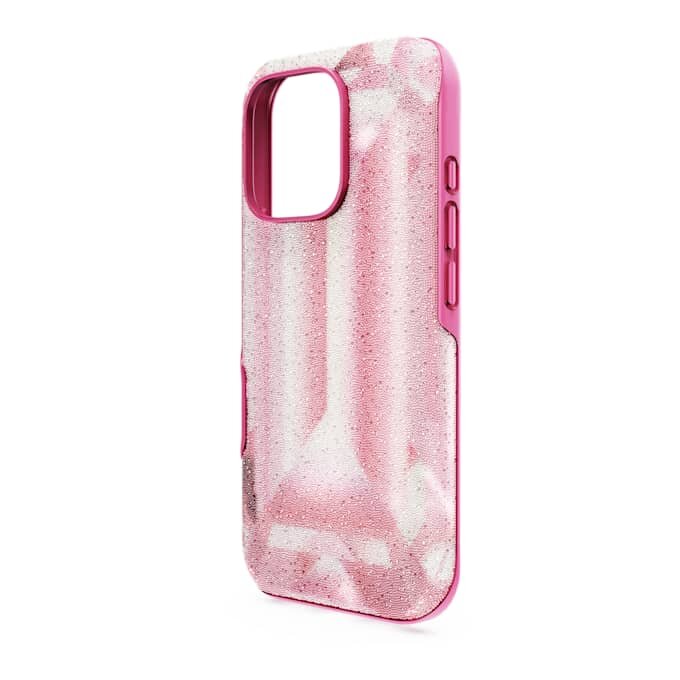 Husă pentru smartphone cu imprimeu cu cristale, iPhone® 16 Pro, roz Husă pentru smartphone cu imprimeu cu cristale, iPhone® 16 Pro, roz