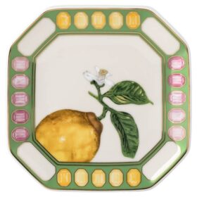 Idyllia Vide Poche din porțelan, cu motiv imprimat cu cristale, citron, multicolor