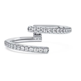 Inel cu bandă deschisă Eternity, diamante create în laborator, 0,2 carate în total, formă rotundă, aur alb de 14K Inel cu bandă deschisă Eternity, diamante create în laborator, 0,2 carate în total, formă rotundă, aur alb de 14K