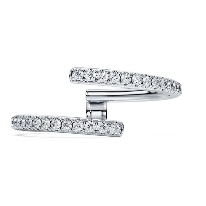 Inel cu bandă deschisă Eternity, diamante create în laborator, 0,2 carate în total, formă rotundă, aur alb de 14K Inel cu bandă deschisă Eternity, diamante create în laborator, 0,2 carate în total, formă rotundă, aur alb de 14K