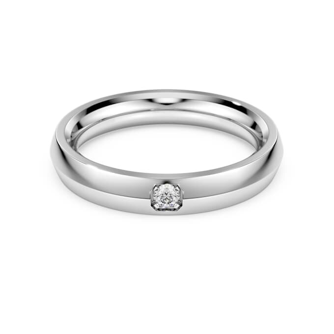 Inel cu bandă „Eternity” cu diamante create în laborator, 0,05 carate în total, formă rotundă, aur alb de 14K Inel cu bandă „Eternity” cu diamante create în laborator, 0,05 carate în total, formă rotundă, aur alb de 14K