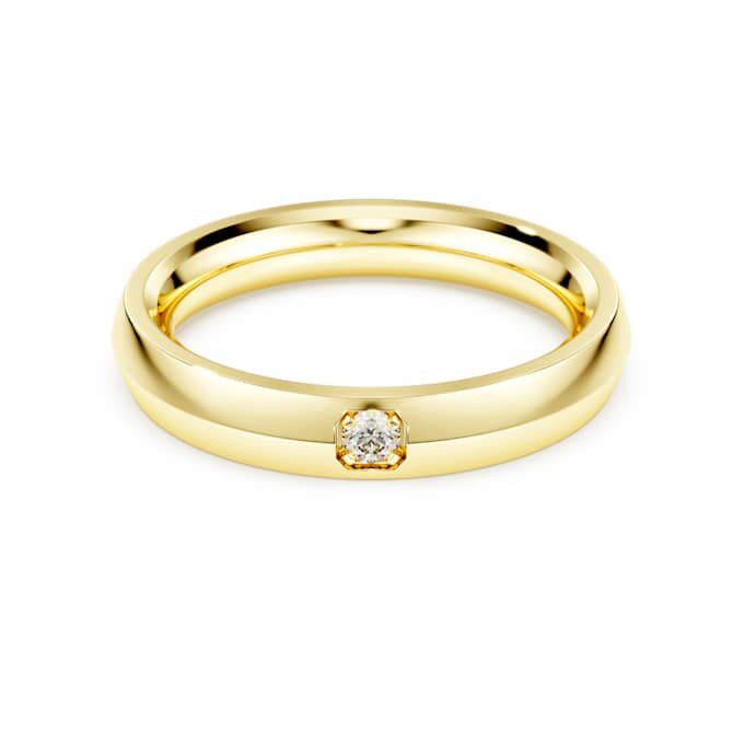 Inel cu bandă Eternity cu diamante create în laborator, 0,05 carate în total, formă rotundă, aur galben de 14K Inel cu bandă Eternity cu diamante create în laborator, 0,05 carate în total, formă rotundă, aur galben de 14K