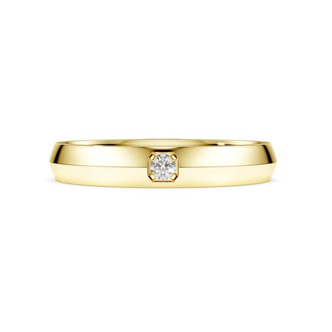 Inel cu bandă Eternity cu diamante create în laborator, 0,05 carate în total, formă rotundă, aur galben de 14K Inel cu bandă Eternity cu diamante create în laborator, 0,05 carate în total, formă rotundă, aur galben de 14K