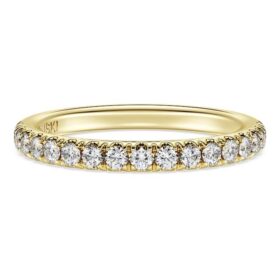 Inel cu bandă Eternity cu diamante create în laborator, 0,4 carate în total, formă rotundă, aur galben de 14K Inel cu bandă Eternity cu diamante create în laborator, 0,4 carate în total, formă rotundă, aur galben de 14K