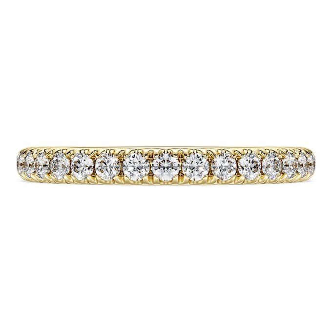 Inel cu bandă Eternity cu diamante create în laborator, 0,4 carate în total, formă rotundă, aur galben de 14K Inel cu bandă Eternity cu diamante create în laborator, 0,4 carate în total, formă rotundă, aur galben de 14K
