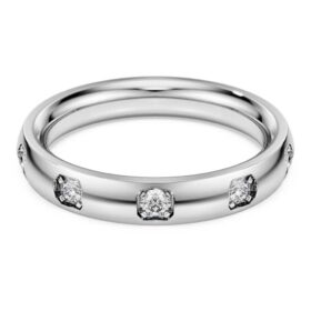 Inel cu bandă Eternity cu diamante create în laborator, 0,5 carate în total, formă rotundă, aur alb de 14K Inel cu bandă Eternity cu diamante create în laborator, 0,5 carate în total, formă rotundă, aur alb de 14K