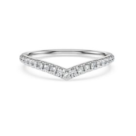Inel cu bandă în formă de V „Eternity”, cu diamante create în laborator, 0,25 carate în total, formă rotundă, aur alb de 14K Inel cu bandă în formă de V „Eternity”, cu diamante create în laborator, 0,25 carate în total, formă rotundă, aur alb de 14K
