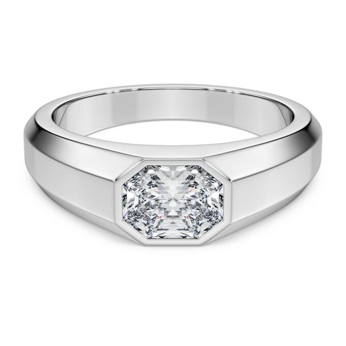 Inel cu bandă octogonală, diamante create în laborator, 1,0 carate în total, formă octogonală, aur alb de 14K Inel cu bandă octogonală, diamante create în laborator, 1,0 carate în total, formă octogonală, aur alb de 14K