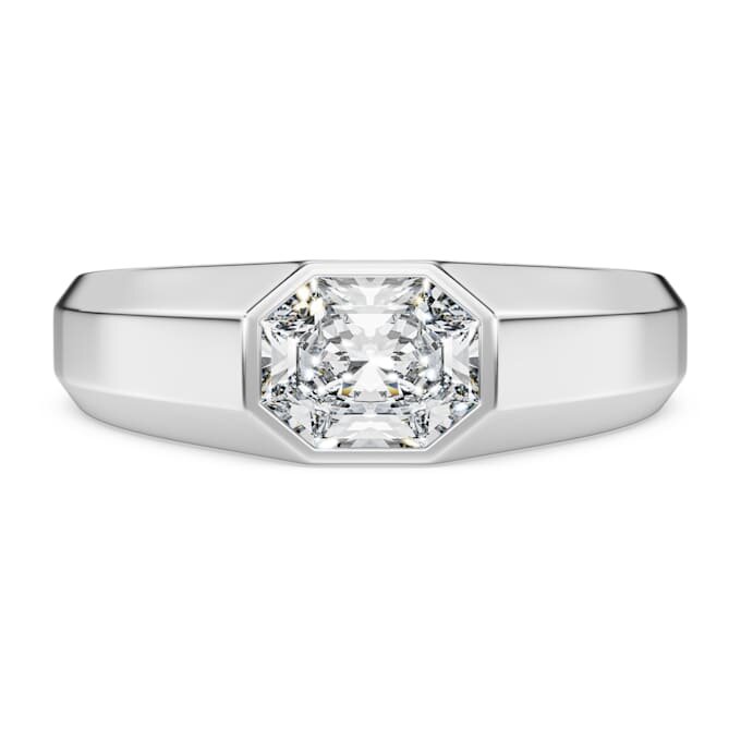 Inel cu bandă octogonală, diamante create în laborator, 1,0 carate în total, formă octogonală, aur alb de 14K Inel cu bandă octogonală, diamante create în laborator, 1,0 carate în total, formă octogonală, aur alb de 14K