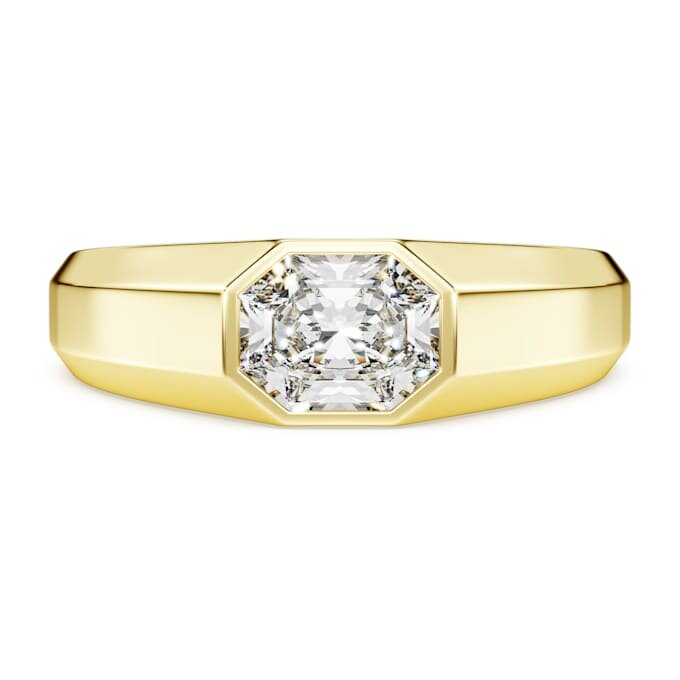 Inel cu bandă octogonală, diamante create în laborator, 1,0 Ct în total, formă octogonală, aur galben de 14K Inel cu bandă octogonală, diamante create în laborator, 1,0 Ct în total, formă octogonală, aur galben de 14K