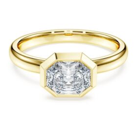 Inel cu montură octogonală, diamante create în laborator, 1,0 ct în total, formă octogonală, aur galben de 14K Inel cu montură octogonală, diamante create în laborator, 1,0 ct în total, formă octogonală, aur galben de 14K