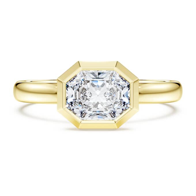 Inel cu montură octogonală, diamante create în laborator, 1,0 ct în total, formă octogonală, aur galben de 14K Inel cu montură octogonală, diamante create în laborator, 1,0 ct în total, formă octogonală, aur galben de 14K