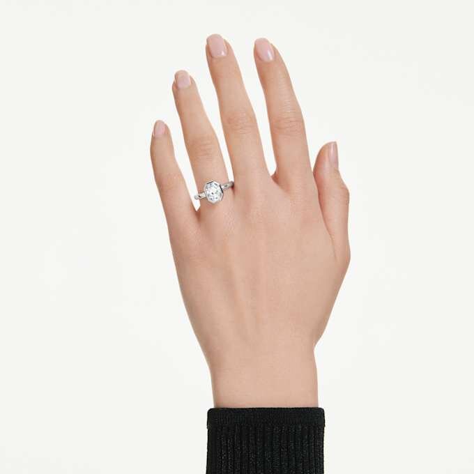 Inel cu montură octogonală, diamante create în laborator, 2,0 carate în total, formă octogonală, aur alb de 14K Inel cu montură octogonală, diamante create în laborator, 2,0 carate în total, formă octogonală, aur alb de 14K