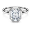 Inel cu montură octogonală, diamante create în laborator, 2,0 carate în total, formă octogonală, aur alb de 14K Inel cu montură octogonală, diamante create în laborator, 2,0 carate în total, formă octogonală, aur alb de 14K