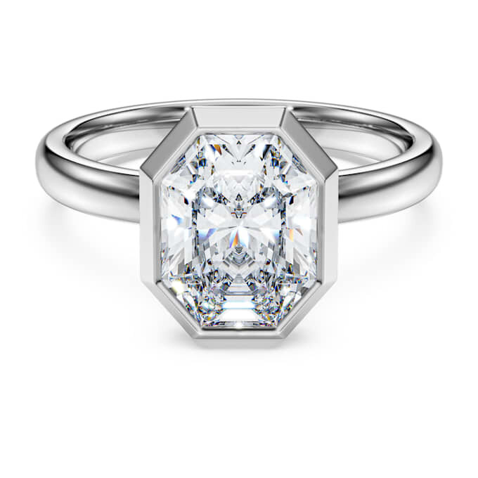 Inel cu montură octogonală, diamante create în laborator, 2,0 carate în total, formă octogonală, aur alb de 14K Inel cu montură octogonală, diamante create în laborator, 2,0 carate în total, formă octogonală, aur alb de 14K