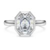 Inel cu montură octogonală, diamante create în laborator, 2,0 carate în total, formă octogonală, aur alb de 14K Inel cu montură octogonală, diamante create în laborator, 2,0 carate în total, formă octogonală, aur alb de 14K