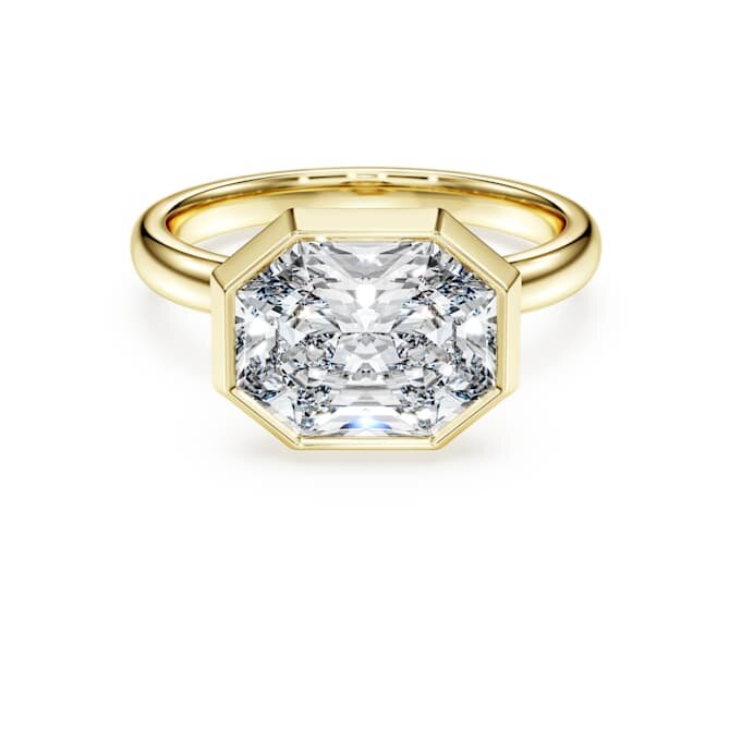 Inel cu montură octogonală, diamante create în laborator, 3,0 Ct în total, formă octogonală, aur galben de 14K Inel cu montură octogonală, diamante create în laborator, 3,0 Ct în total, formă octogonală, aur galben de 14K