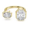 Inel cu montură octogonală, diamante create în laborator, 4,10 Ct în total, formă octogonală, aur galben de 18K