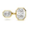 Inel cu montură octogonală, diamante create în laborator, 4,10 Ct în total, formă octogonală, aur galben de 18K