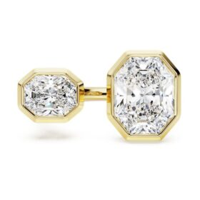 Inel cu montură octogonală, diamante create în laborator, 4,10 Ct în total, formă octogonală, aur galben de 18K Inel cu montură octogonală, diamante create în laborator, 4,10 Ct în total, formă octogonală, aur galben de 18K