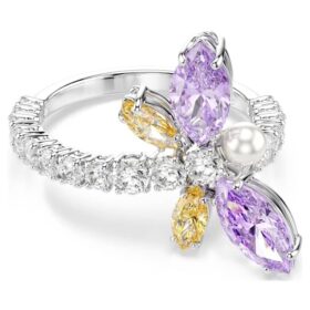 Inel cu motiv Ariana Grande X Swarovski, tăieturi mixte, libelulă, multicolor, placat cu rodiu Inel cu motiv Ariana Grande X Swarovski, tăieturi mixte, libelulă, multicolor, placat cu rodiu