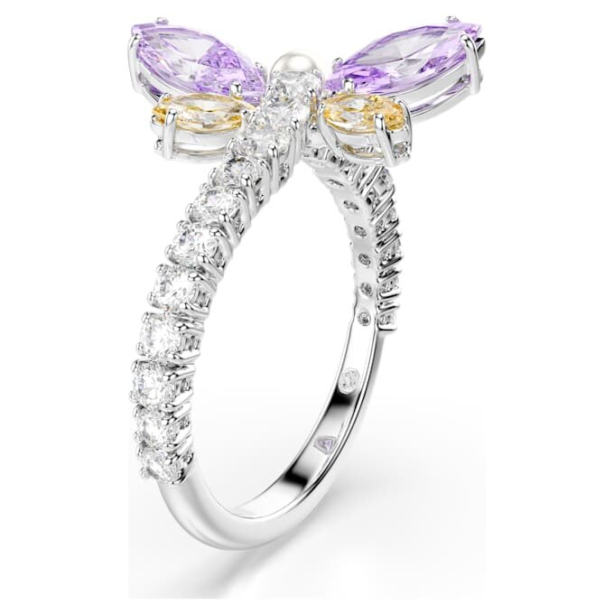 Inel cu motiv Ariana Grande X Swarovski, tăieturi mixte, libelulă, multicolor, placat cu rodiu Inel cu motiv Ariana Grande X Swarovski, tăieturi mixte, libelulă, multicolor, placat cu rodiu