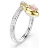 Inel cu motiv Idyllia, tăieturi mixte, inimă, roz, finisaj metalic mixt Inel cu motiv Idyllia, tăieturi mixte, inimă, roz, finisaj metalic mixt