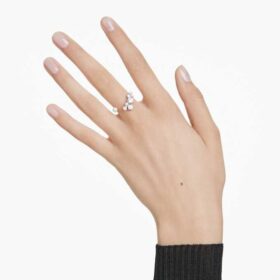Inel deschis Constella cu perle de cristal, tăieturi rotunde, alb, placat cu rodiu Inel deschis Constella cu perle de cristal, tăieturi rotunde, alb, placat cu rodiu