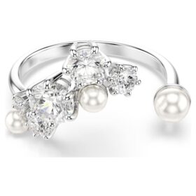 Inel deschis Constella cu perle de cristal, tăieturi rotunde, alb, placat cu rodiu Inel deschis Constella cu perle de cristal, tăieturi rotunde, alb, placat cu rodiu