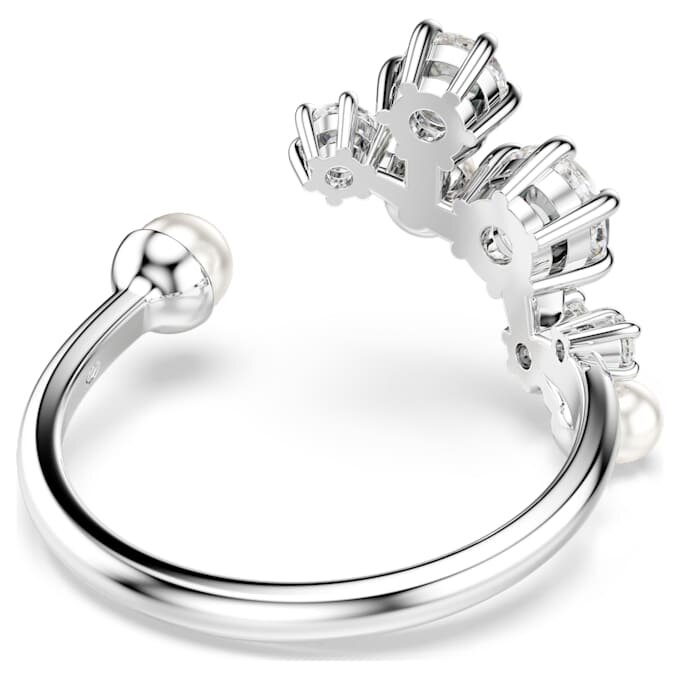 Inel deschis Constella cu perle de cristal, tăieturi rotunde, alb, placat cu rodiu Inel deschis Constella cu perle de cristal, tăieturi rotunde, alb, placat cu rodiu