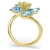 Inel deschis Idyllia cu tăieturi mixte, floare, albastru, placat cu ton auriu Inel deschis Idyllia cu tăieturi mixte, floare, albastru, placat cu ton auriu