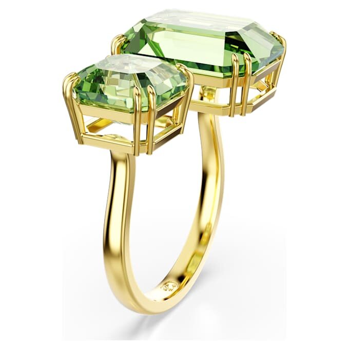 Inel deschis Millenia cu tăietură octogonală, verde, placat cu aur Inel deschis Millenia cu tăietură octogonală, verde, placat cu aur