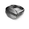 Inel Dextera în formă octogonală, tăietură rotundă, negru, placat cu ruteniu Inel Dextera în formă octogonală, tăietură rotundă, negru, placat cu ruteniu