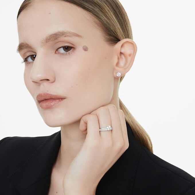 Diamante de laborator Eternity, 1 carat în total, formă rotundă, aur alb de 14K Diamante de laborator Eternity, 1 carat în total, formă rotundă, aur alb de 14K