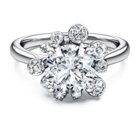 Inel Galaxy cu diamante create în laborator, 2 Ct Tw, formă rotundă, aur alb de 14K Inel Galaxy cu diamante create în laborator, 2 Ct Tw, formă rotundă, aur alb de 14K