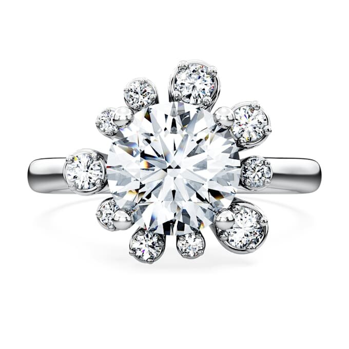 Inel Galaxy cu diamante create în laborator, 2 Ct Tw, formă rotundă, aur alb de 14K Inel Galaxy cu diamante create în laborator, 2 Ct Tw, formă rotundă, aur alb de 14K