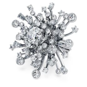 Inel Galaxy cu diamante create în laborator, 9,5 Ct Tw, forme mixte, aur alb de 18K Inel Galaxy cu diamante create în laborator, 9,5 Ct Tw, forme mixte, aur alb de 18K