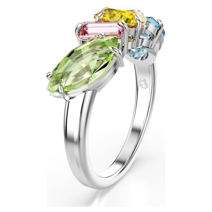 Inel Gema cu tăieturi mixte, multicolor, placat cu rodiu Inel Gema cu tăieturi mixte, multicolor, placat cu rodiu