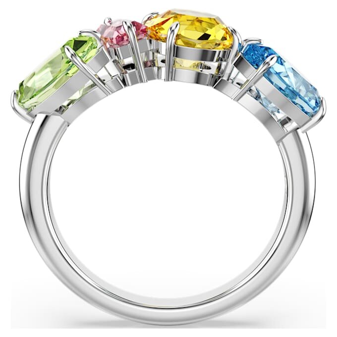 Inel Gema cu tăieturi mixte, multicolor, placat cu rodiu Inel Gema cu tăieturi mixte, multicolor, placat cu rodiu