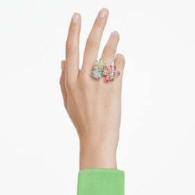 Inel Idyllia cu tăieturi mixte, flori, multicolor, placat cu aur Inel Idyllia cu tăieturi mixte, flori, multicolor, placat cu aur