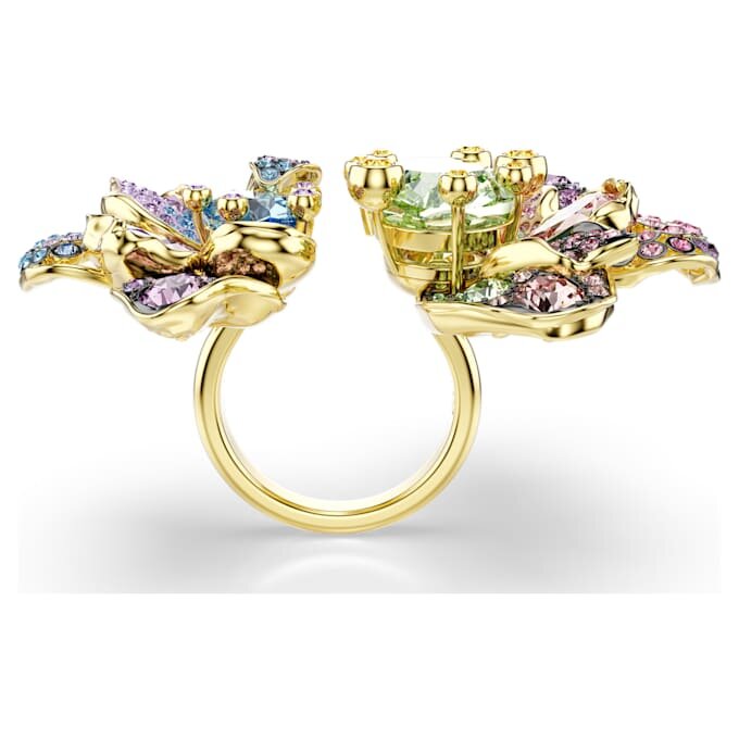 Inel Idyllia cu tăieturi mixte, pavé, flori, multicolor, placat în nuanțe aurii Inel Idyllia cu tăieturi mixte, pavé, flori, multicolor, placat în nuanțe aurii