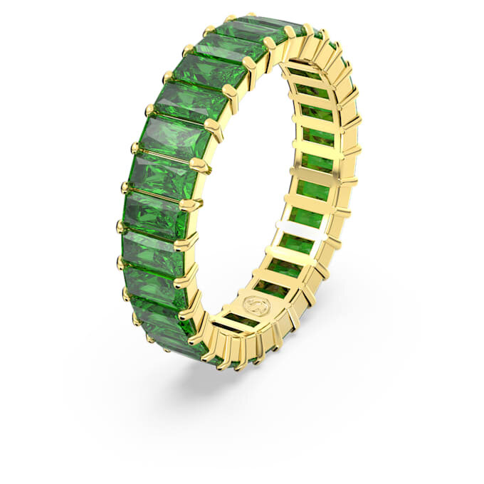 Inel Matrix cu tăietură baguette, verde, placat cu aur Inel Matrix cu tăietură baguette, verde, placat cu aur