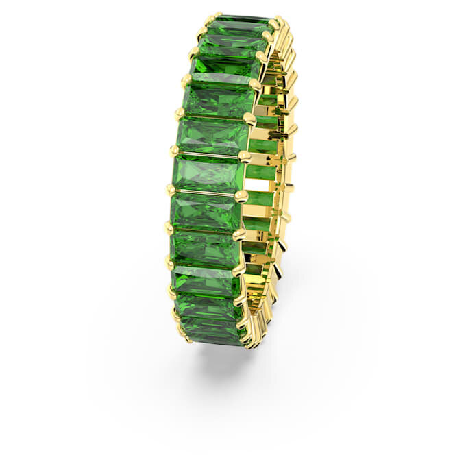 Inel Matrix cu tăietură baguette, verde, placat cu aur Inel Matrix cu tăietură baguette, verde, placat cu aur