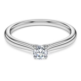 Inel solitar Eternity cu diamante create în laborator, 0,25 carate în total, formă rotundă, argint sterling Inel solitar Eternity cu diamante create în laborator, 0,25 carate în total, formă rotundă, argint sterling