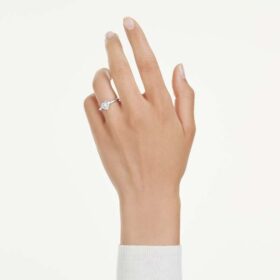 Inel solitar Eternity cu diamante create în laborator, 0,5 carate în total, în formă de inimă, argint sterling Inel solitar Eternity cu diamante create în laborator, 0,5 carate în total, în formă de inimă, argint sterling