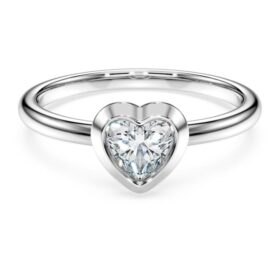Inel solitar Eternity cu diamante create în laborator, 0,5 carate în total, în formă de inimă, argint sterling Inel solitar Eternity cu diamante create în laborator, 0,5 carate în total, în formă de inimă, argint sterling